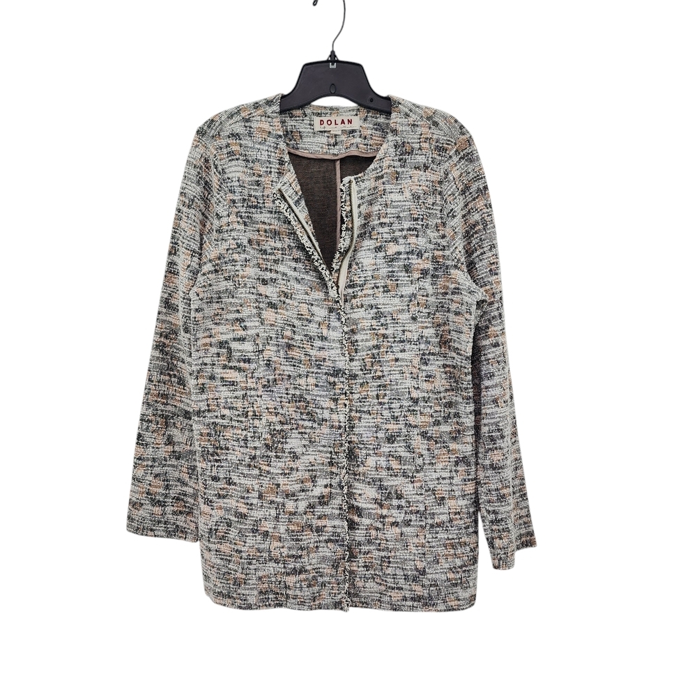 Dolan Women's Textured Zip Up Knit Leopard Business Casual Jacket - Multicolor